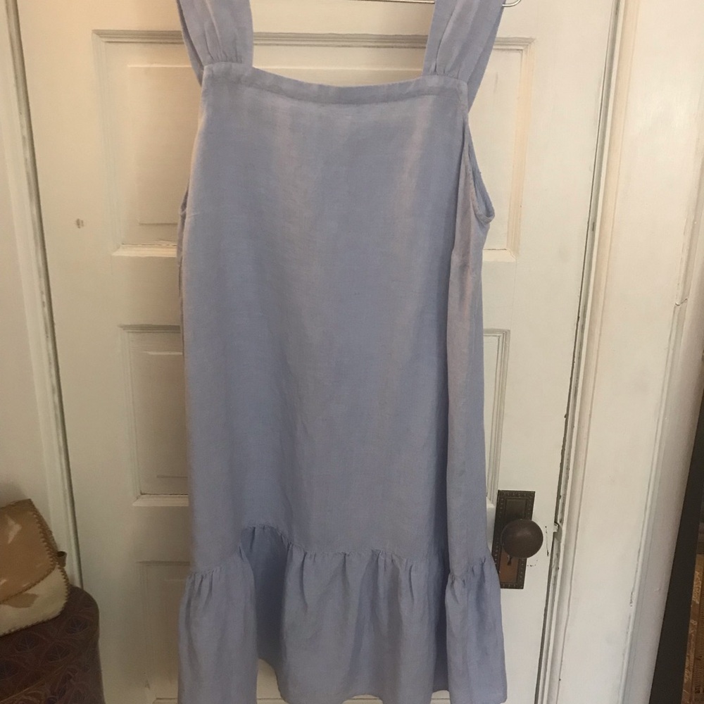 LOFT Light Blue Linen Blend Casual Dress